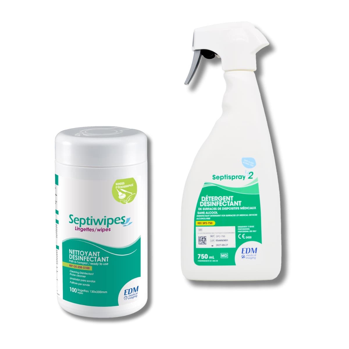 Détergent désinfectant SEPTISPRAY 2 et SEPTIWIPES EDM Imaging